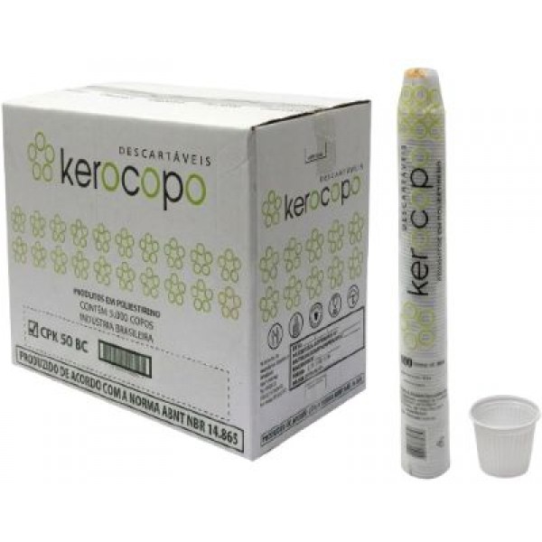 COPO PLÁST. KEROCOPO 50 ML TR C/ 100 CX 5000 UN