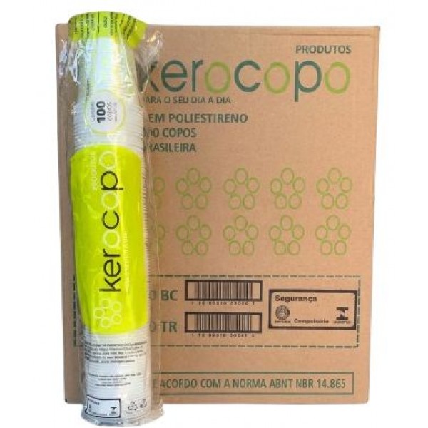 COPO PLÁST. KEROCOPO 200 ML TR C/ 100 CX 2500 UN