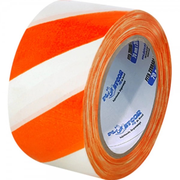 FITA ZEBRADA LARANJA / BRANCA 200 M PLASTCOR