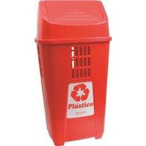 LIXEIRA BASC 50L PLASVALE VERMELHA