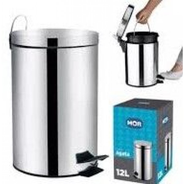 LIXEIRA INOX C/ PEDAL MOR 12L