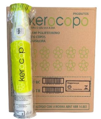 COPO PLÁST. KEROCOPO 200 ML TR C/ 100 CX 2500 UN