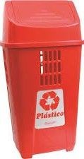 LIXEIRA BASC 50L PLASVALE VERMELHA
